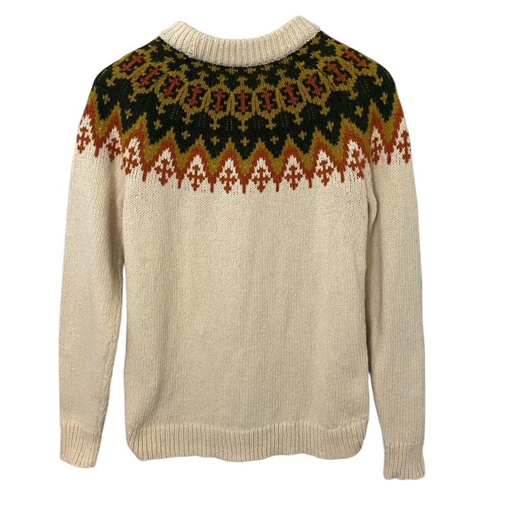 Madewell Fair Isle Pullover Sweater Beige Alpaca Cotton Blend Winter Sz M - Picture 8 of 8